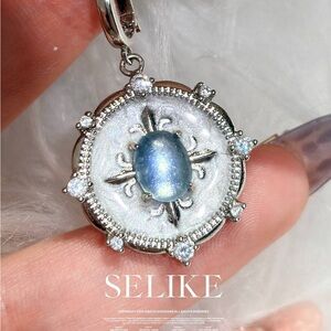 Original design Blue Moonstone Pendant Charm in Silver